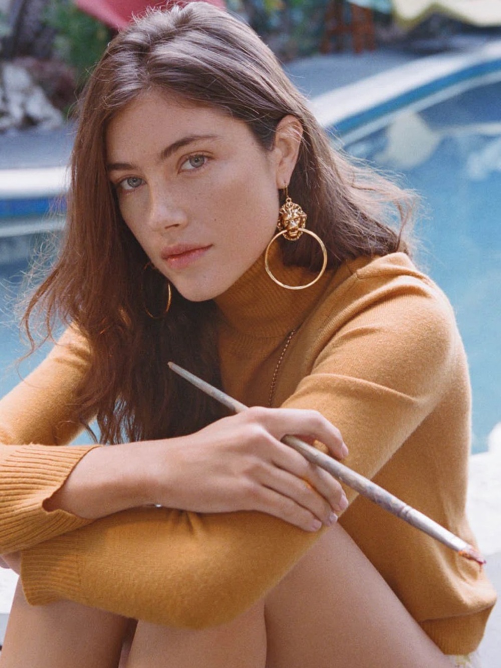 Vanessa Mooney Vandal Gold Lion Door Knockers Hoop Earrings